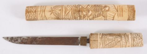 A Japanese ivory-mounted tanto in figura