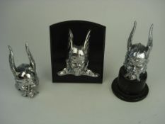 Three Rover Viking car mascots, comprisi