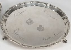 A silver presentation salver by Mappin &