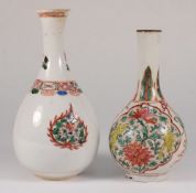 A Chinese famille verte small bottle vas