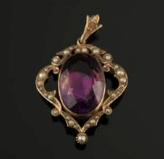 An early 20th century gold, amethyst and