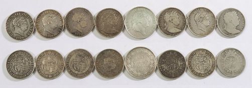 Eight various George III half crowns: 18