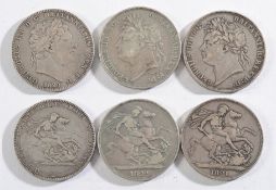 Three George III crowns: 1820,1821,1822.