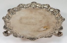 An Edward VII silver waiter, maker Barke