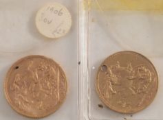 An Edward VII gold sovereign: 1906, toge