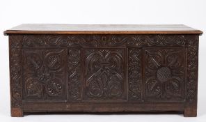 A late 17th century carved oak rectangul