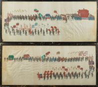 A pair of Chinese painted silk panels: e