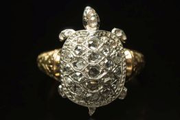 A rose diamond mounted 'tortoise' cluste