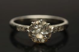 A platinum and diamond single-stone ring