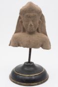 A Cambodian (Khmer) carved sandstone pan