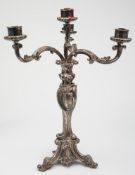 A Victorian plated  three branch candela