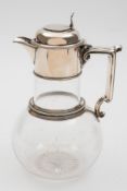 A Victorian  silver mounted glass claret