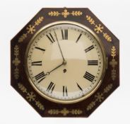 A Regency brass inlaid wall clock: the e