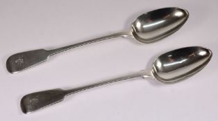 A pair of George IV silver fiddle patter