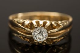 A gentleman's diamond single stone ring: