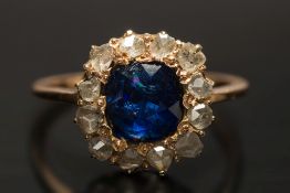 A gold, sapphire and diamond mounted clu