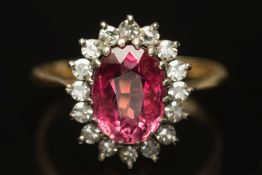 An 18ct gold, pink tourmaline and diamon