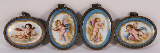 Four French porcelain plaques: each of o