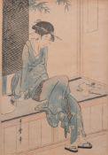 After Utamaro, a Japanese woodblock prin