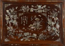 A Chinese mother of pearl inlaid rectang