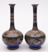 A pair of Japanese cloisonne vases: the