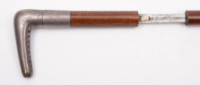 A 19th century malacca and silver mounte