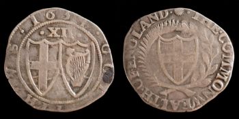 A Commonwealth shilling: sun.1654.