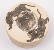 A Japanese ivory circular box: the lid d