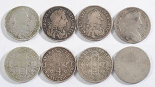 Four Charles II half crowns: 1670- 1671,