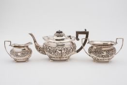 An Edward VII silver three - piece tea s