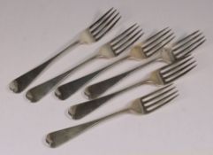 Six William IV Old English dessert forks