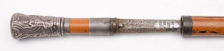 A 19th century sword stick: with silver