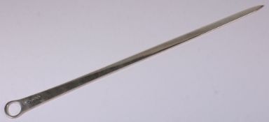 A George III silver meat skewer, maker P