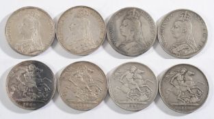 Four Victorian crowns: 1888, 1889, 1890,
