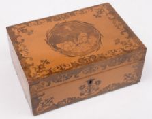 A 19th century  sycamore and marquetry b