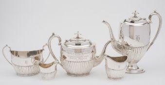 A Victorian silver five piece tea and co