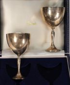 A pair of Elizabeth II silver wine goble