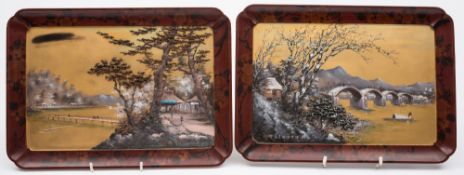 A pair of Japanese rectangular lacquer p