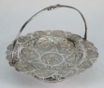 A Burmese silver swing handle pedestal d
