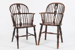 A harlequin set of six 19th Century elm,