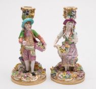 A pair of Minton porcelain figural candl
