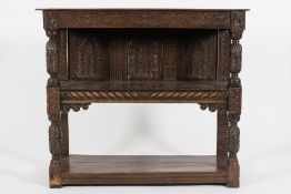 A 17th Century carved oak three tier buf
