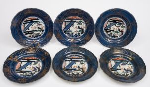 A set of six Japanese Arita plates: the
