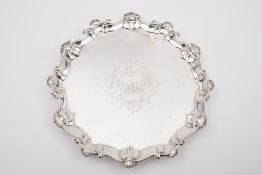 A George II silver salver, maker E.C, T.