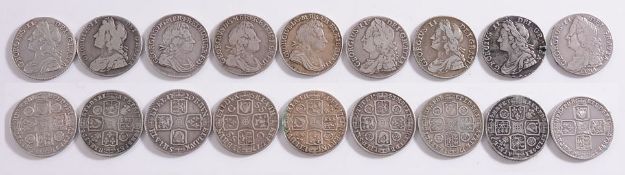 Three George I shillings: 1717, 1720, 17