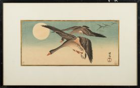 After Shoson, a woodblock print: White F