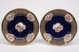 A pair of Meissen porcelain plates: each