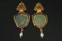 A pair of 18ct gold and green tourmaline