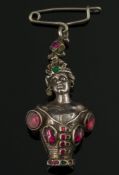 An antique silver and gem set spice cont