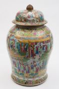 A large Canton famille rose vase and cov